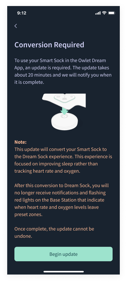 Owlet sock not hot sale connecting to app